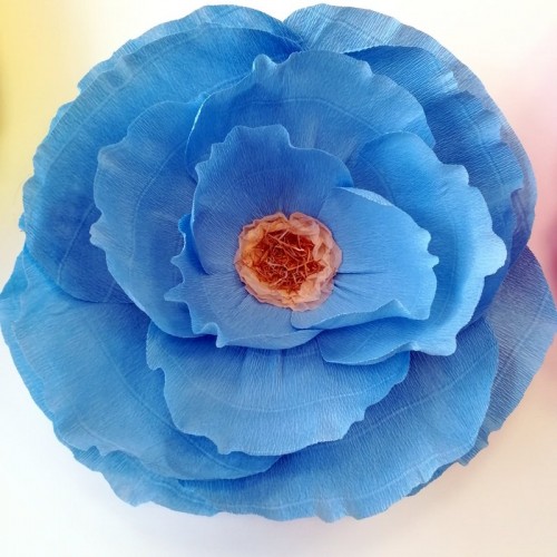 Бумажный цветок для оформления "Ева" blue